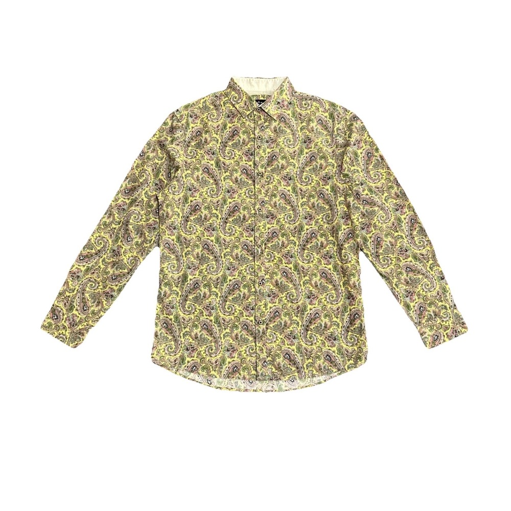 Rock Roll n Soul Mens Paisley‎ Button Down Shirt Cotton Skull Embroidery Size M